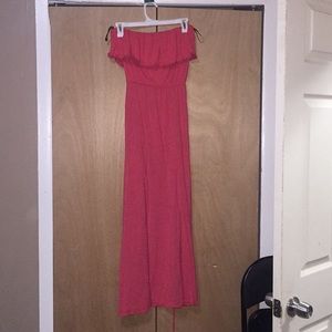 Hot pink flowy top maxi dress with tie waist
